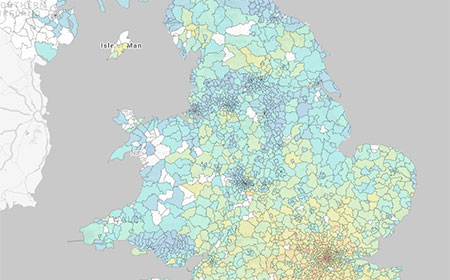 Our map of property data by postcode district can help developers to identify areas for projects